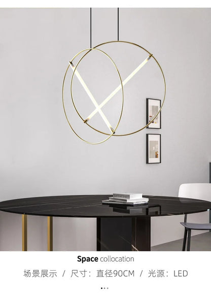 Round Suspension lamp Post-modern ring pendant light