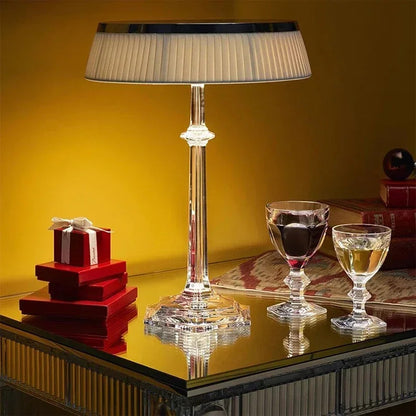 French Crystal Body Table Lamp Living Room Luxury Atmosphere Bedroom Study Designer Art Fabric Lampshade Villa LED Light Decor