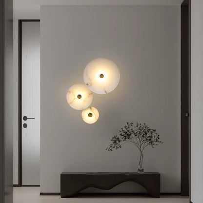 MEDIAN Wall Lamp Round Shape Gold Natural marble LED Wall sconce lighting