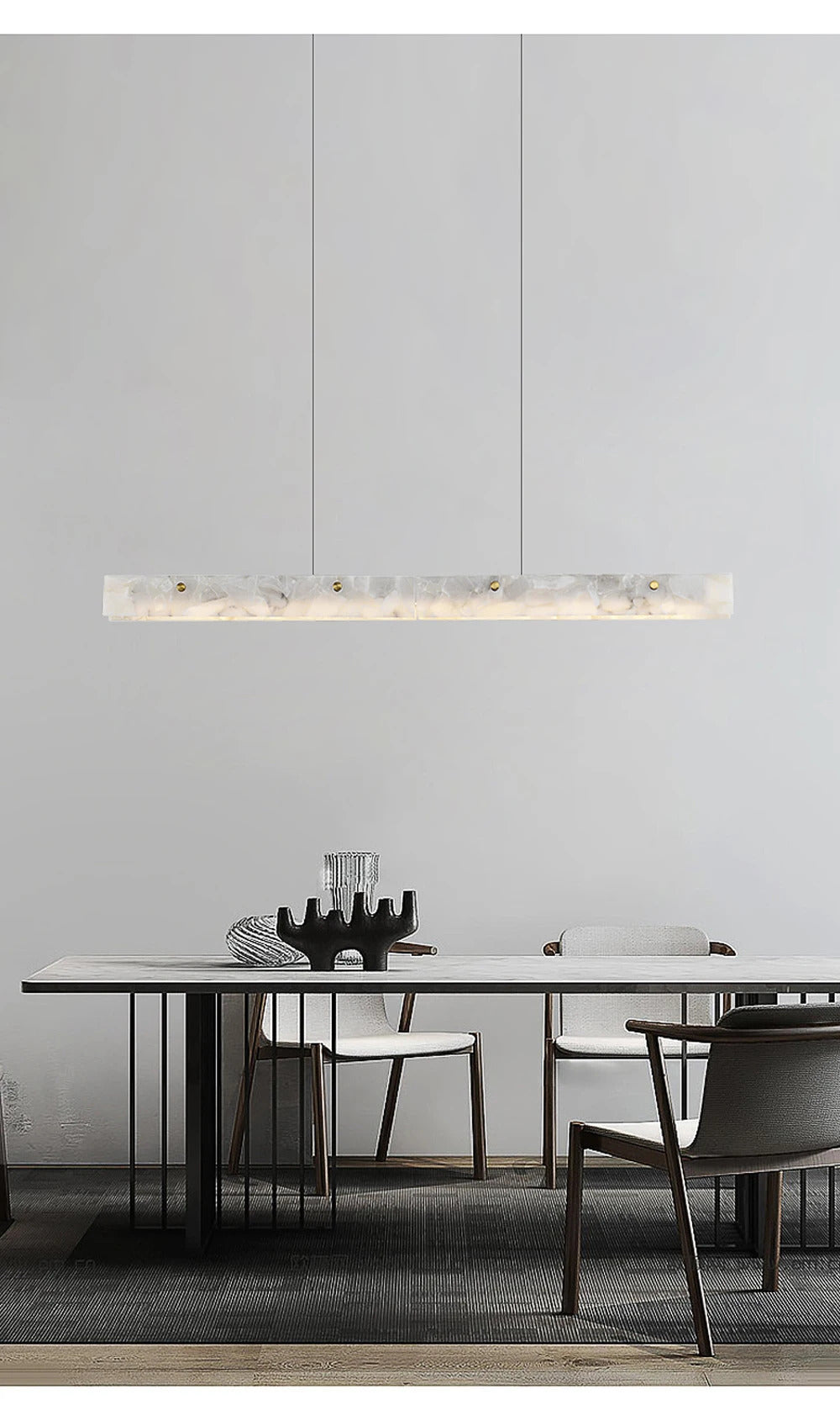 Marble Rectangular long strip Chandelier Modern Luxury resin acrylic Gold Pendant light