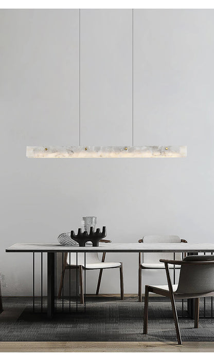 Marble Rectangular long strip Chandelier Modern Luxury resin acrylic Gold Pendant light