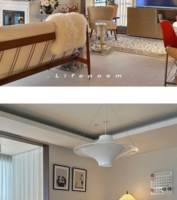 Modern Cream UFO Pendant Lights Nordic Design Dining Table Hanging Chandelier