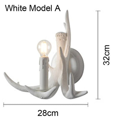 Retro Antler Chandelier Lighting Resin Deer Horn Pendant Lamp