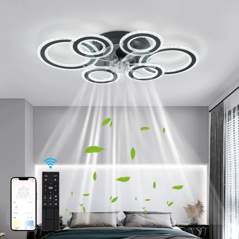 living room ceiling fan light Nordic LED remote control living room cooling fan light