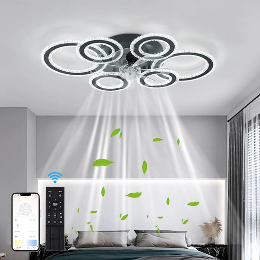living room ceiling fan light Nordic LED remote control living room cooling fan light