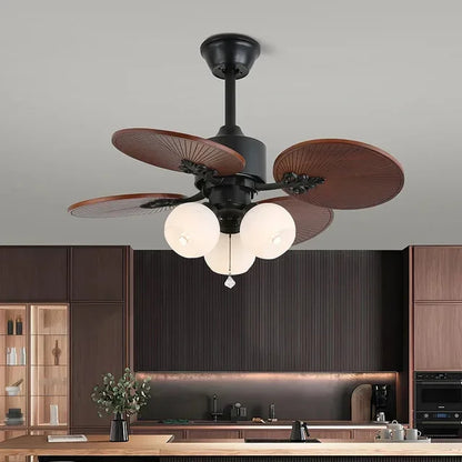 American Retro ceiling Fan Light European Mid-Century vintage Luxury chandelier Remote Fan