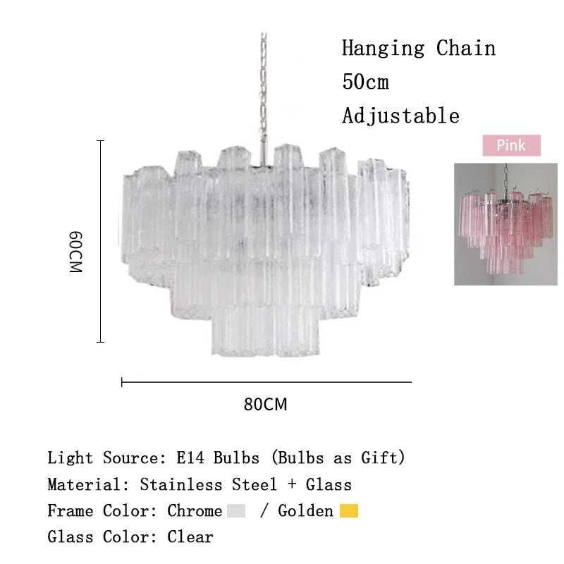 Modern Pink Glass Chandelier Designer Texture Glass Chandelie