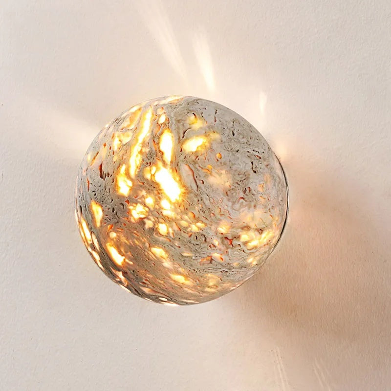 Luma Vein Stone Sphere Wall Light