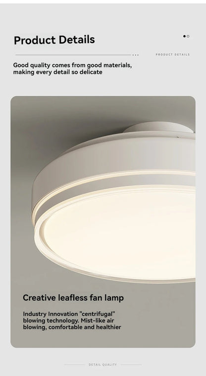 Modern Bladeless Ceiling Fans Round Flush Mount Fan Light
