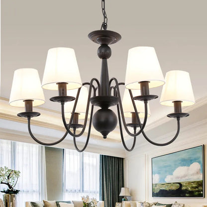 Ameican Black Rustic Chandelier Hotel Salon Hanging Lamp