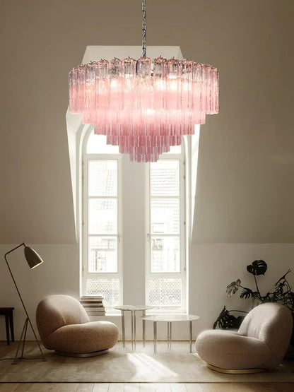 Modern Pink Glass Chandelier Designer Texture Glass Chandelie