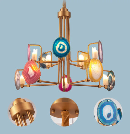 Two Tier Agate Nordic creative chandelier post-modern art deco lamp