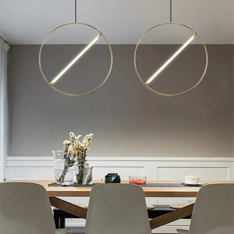 Round Suspension lamp Post-modern ring pendant light