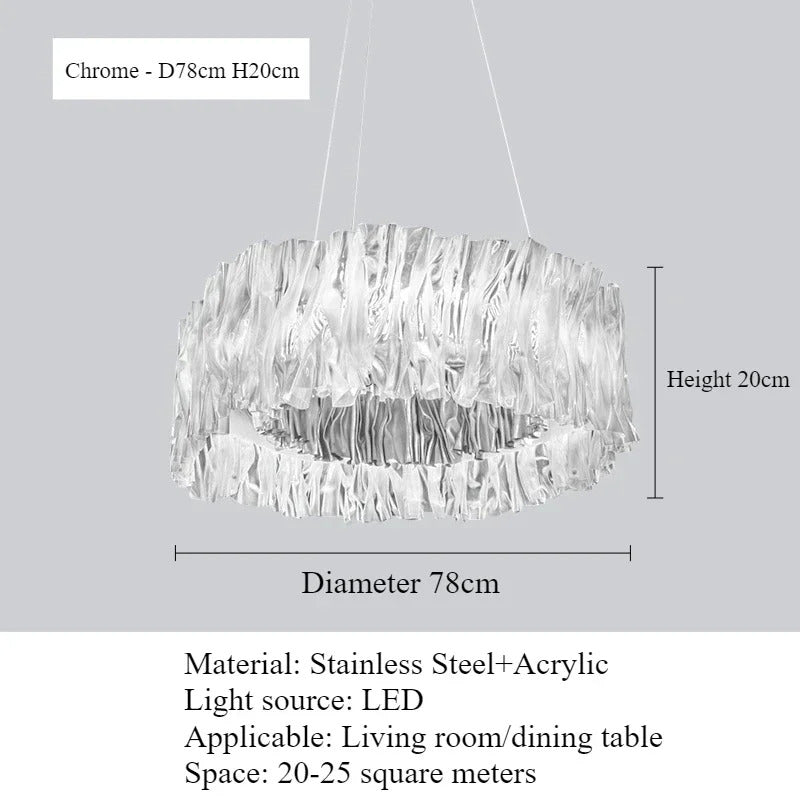 Accordéon Suspension pendant light LED pleated acrylic chandelier
