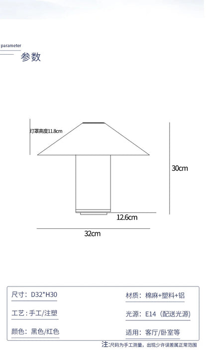 Japanese Wabi-sabi Retro Mushroom Desk Lights LED E14 Fabric Art Decorative Table Lamp Living Room Study Bedroom Bedside Sofa