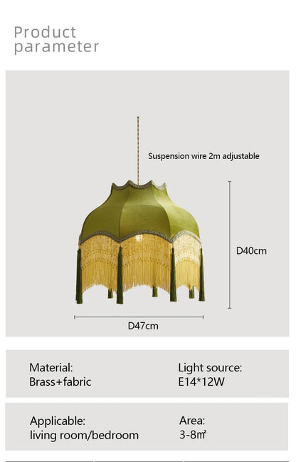 French Green Tassel Dining Room Chandeliers Retro Tassel pendant lamp