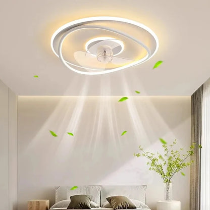 Modern LED Ceiling Fan Light Remote Dimming 6 Levels Silent Living Room lighting