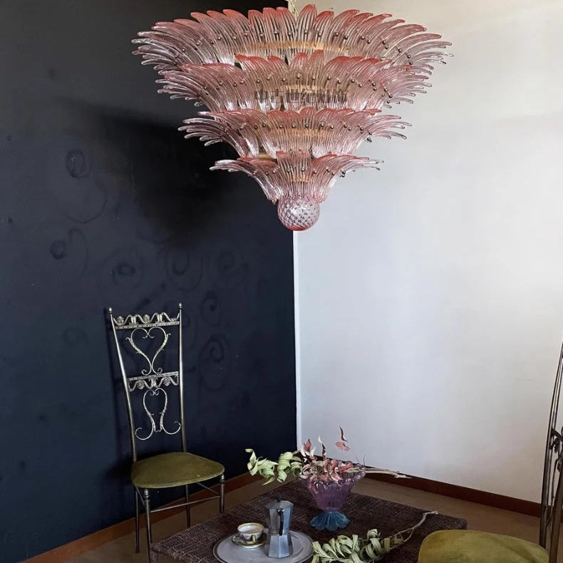 Glass Palmette Transparent Chandelier