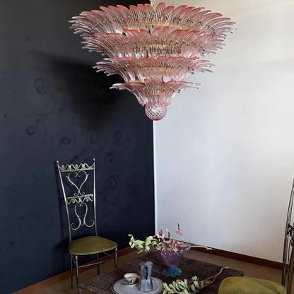 Glass Palmette Transparent Chandelier