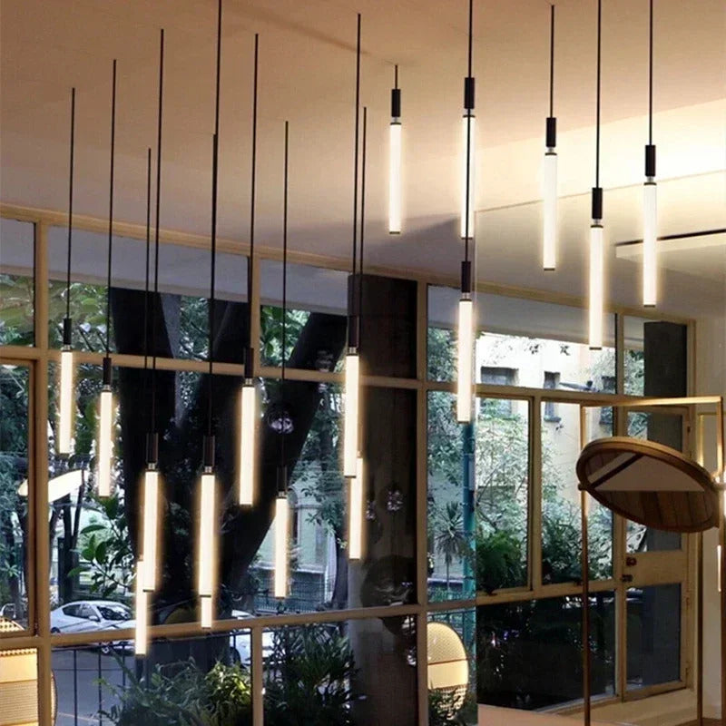 Nordic Staircase strip Pendant Light Modern Minimalist long line Villa Loft bedside Hanging Lamp