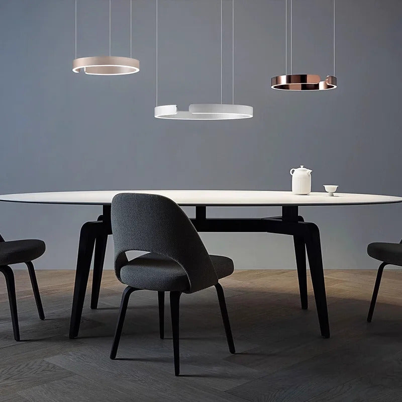 Nordic Led Ring Chandelier Modern Design Rose Gold Black White and Gold Lamp