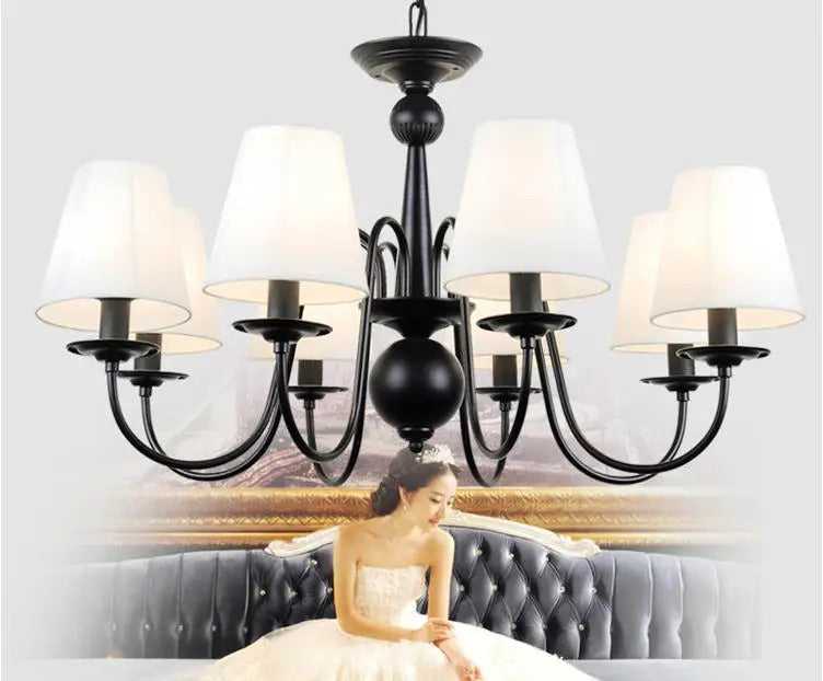 Ameican Black Rustic Chandelier Hotel Salon Hanging Lamp