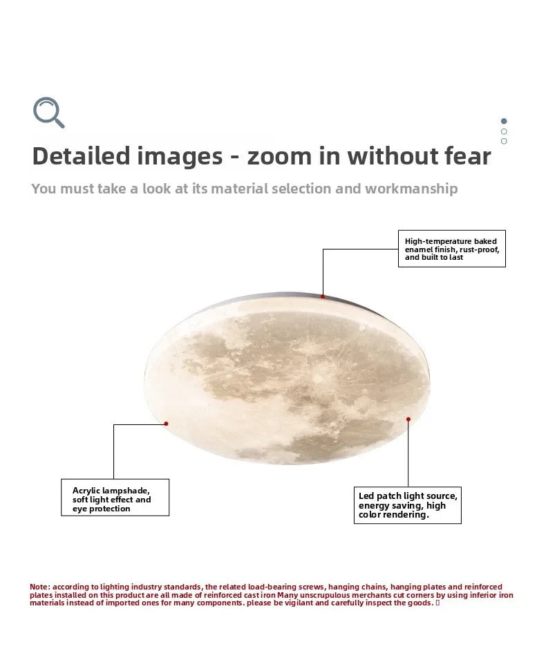 Lunar LED Ceiling Light Minimalist Bedroom Kitchen Balcony Decor Lighting Fixture