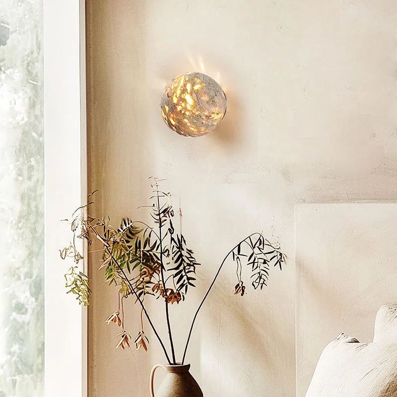 Luma Vein Stone Sphere Wall Light