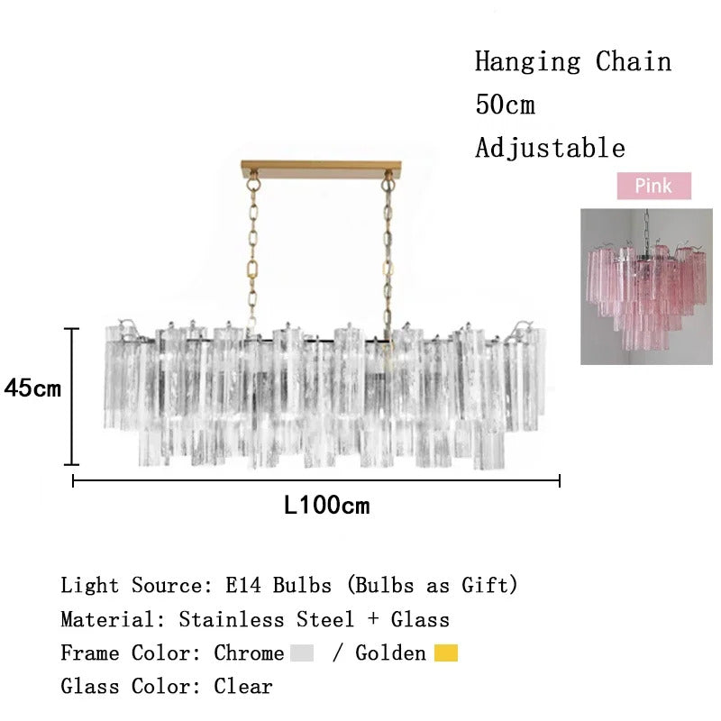 Modern Pink Glass Chandelier Designer Texture Glass Chandelie
