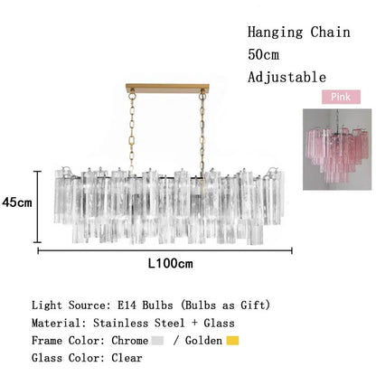 Modern Pink Glass Chandelier Designer Texture Glass Chandelie