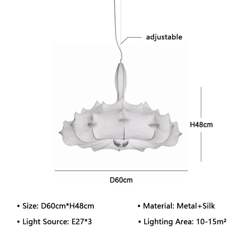 Modern Japanese Wabi Sabi Silk Pendant Lamp Living Dining Room Bedroom Ceiling Chandelier