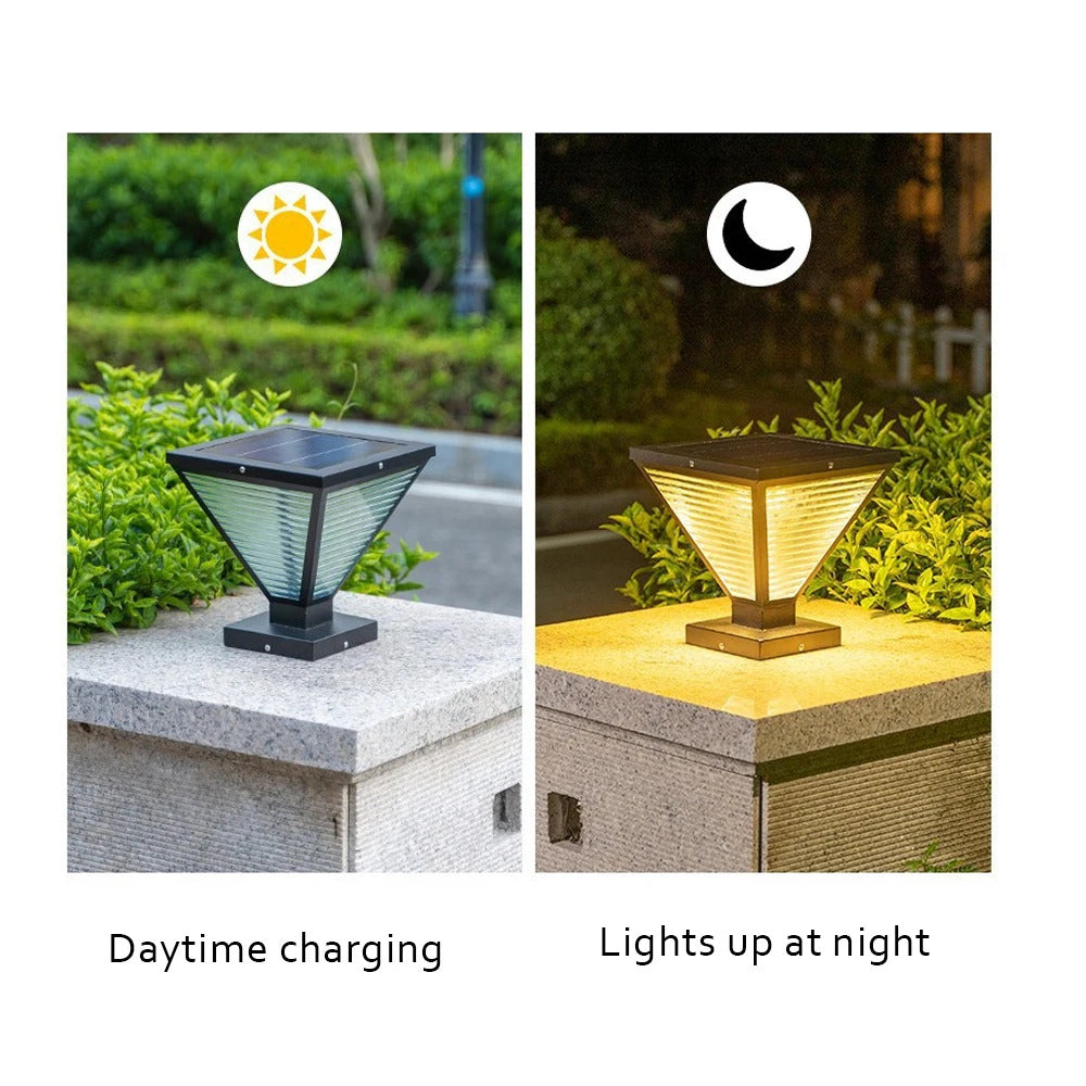 Outdoor Solar Tapered Pillar Lights Light Control Garden Light Sensor Outdoor Waterproof lamp
