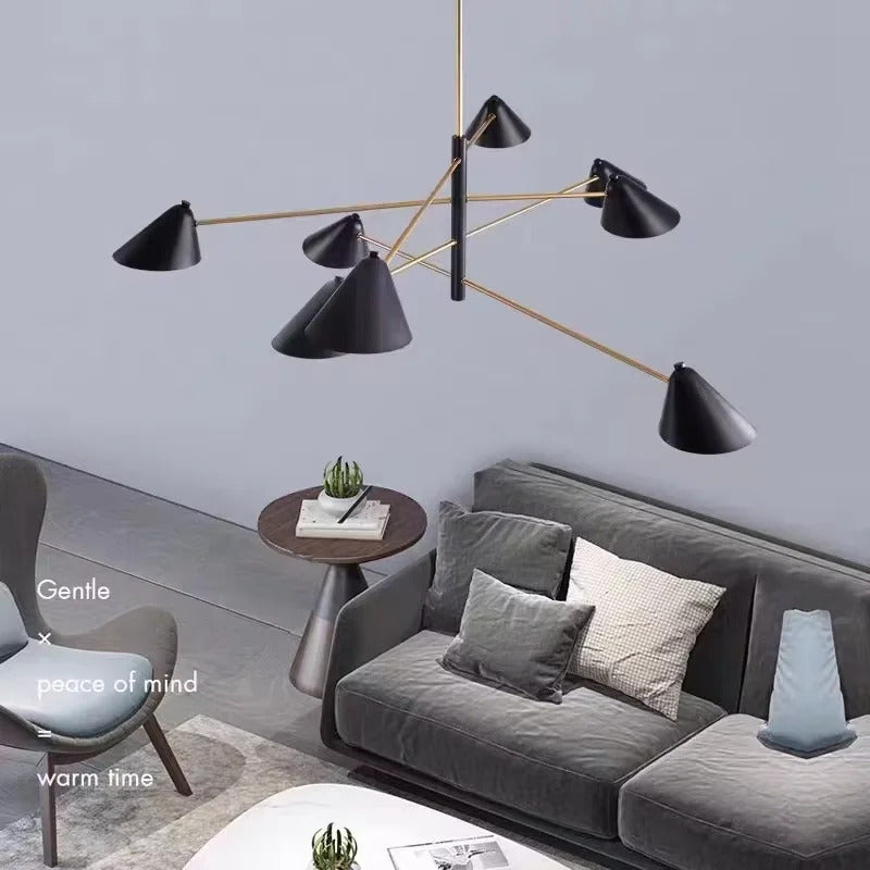 Nordic Minimalist Cone Shape chandelier Danish design black gold  iron Pendant Light