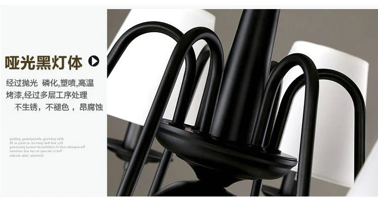 Ameican Black Rustic Chandelier Hotel Salon Hanging Lamp