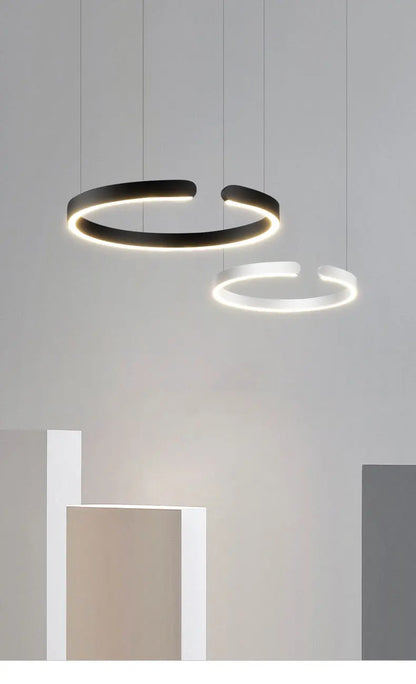 Nordic Led Ring Chandelier Modern Design Rose Gold Black White and Gold Lamp