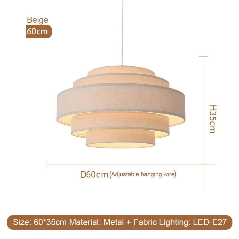 Nordic Fabric Pendant Light Wabi Sabi Led Chandelier