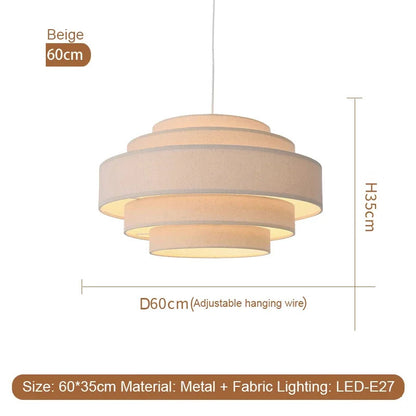 Nordic Fabric Pendant Light Wabi Sabi Led Chandelier