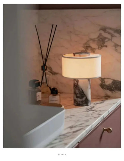 Luxury marble desk lamp with touch switch, USB charging, LED desk lamp, bedroom study, hotel bar, bedside background, coffee sho