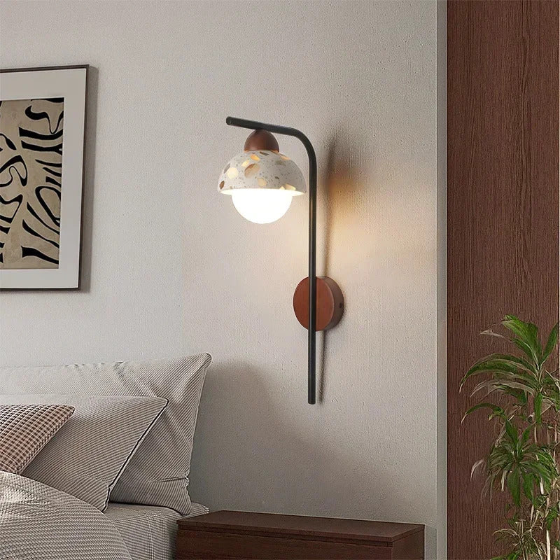 Natural cave Stone Wall Light Medieval Bedside cement Sconce lamp LED Lighting