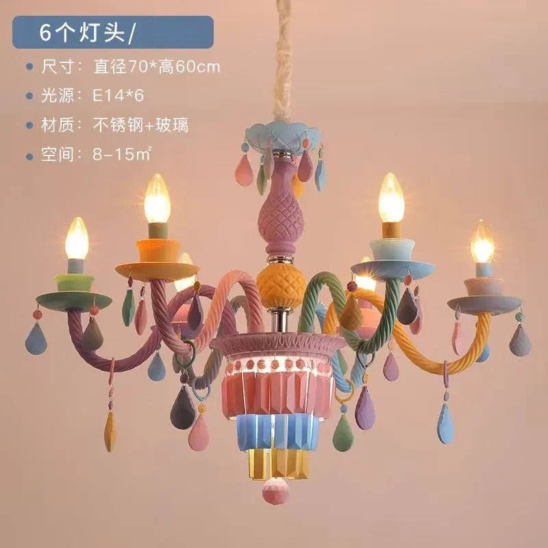 European Children rainbow chandelier Bedroom Princess room kawaii light