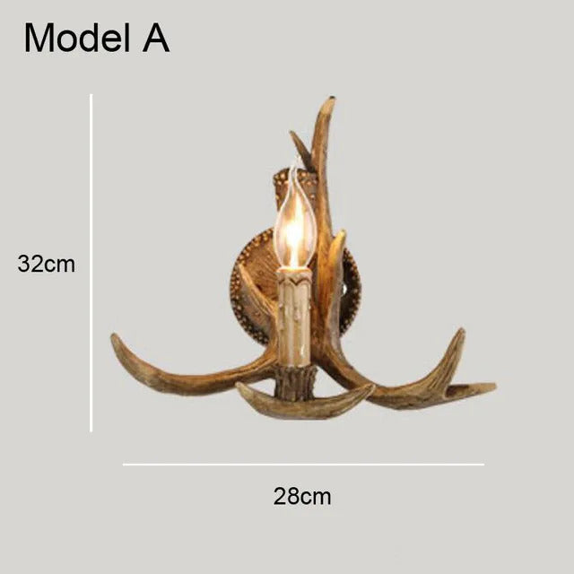 Retro Antler Chandelier Lighting Resin Deer Horn Pendant Lamp
