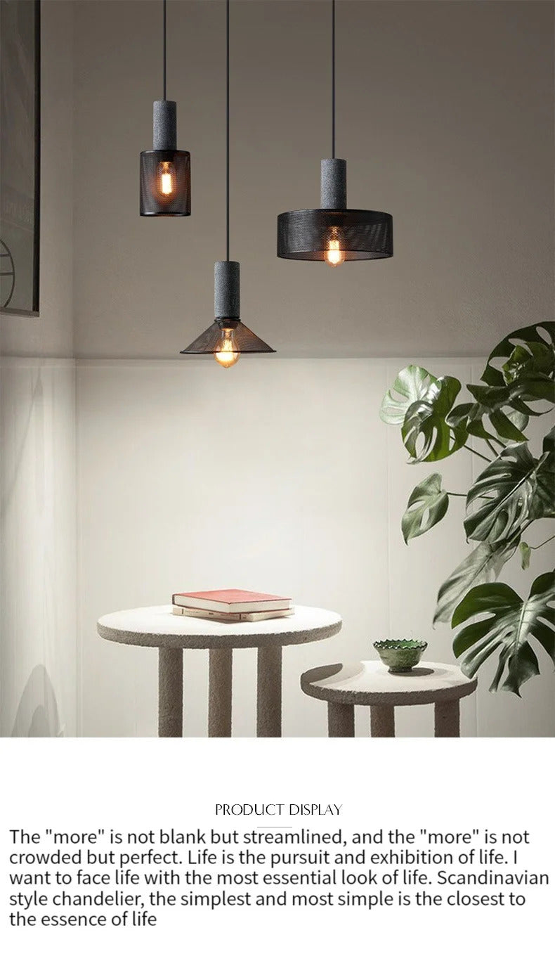 Industrial Concrete Pendant Light Home Decoration Chandelier Fixture Iron Shade Cement Hanging Lamp