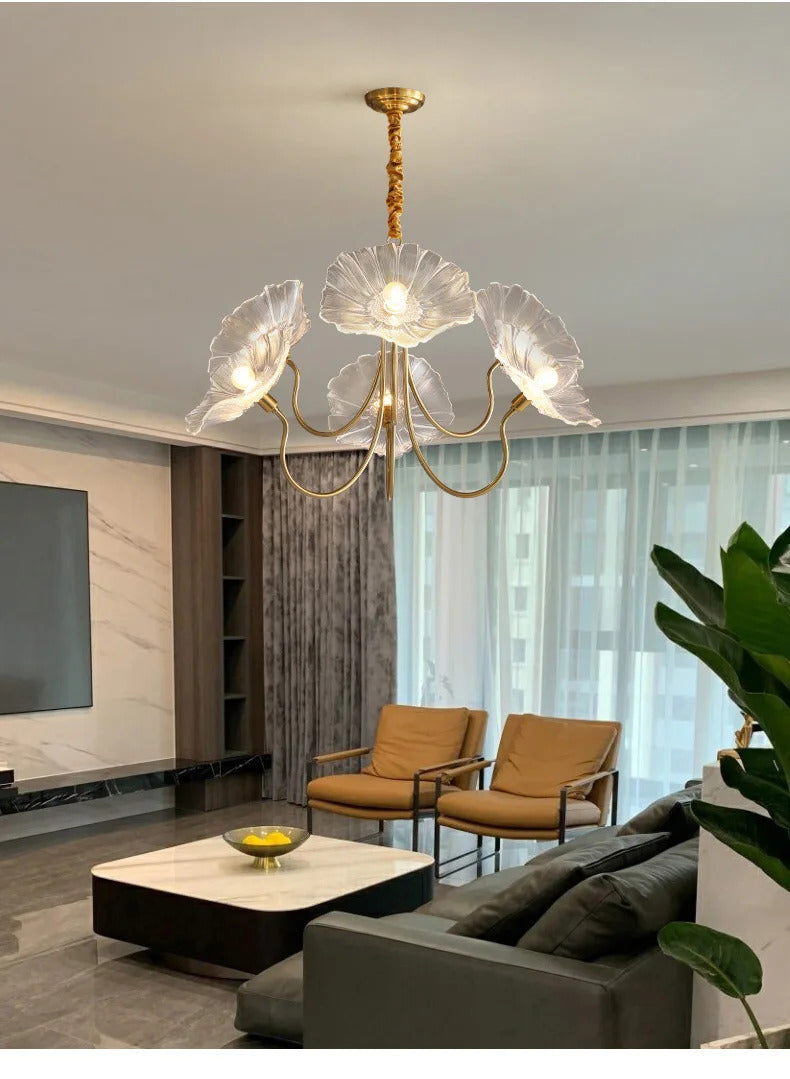 Lotus Flower Chandelier Modern Glass Flowers Led Chandelier
