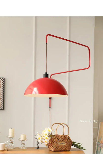 Red Rocker Chandelier Modern Folding Retractable Wall Lamp Long Arm Chandelier