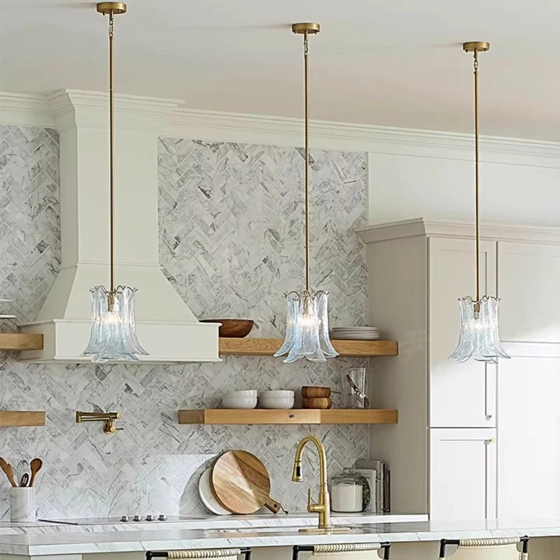Olive Petal Glass Pendant Lamp