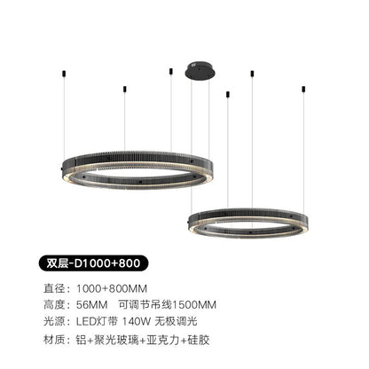 Modern black round chandelier Nordic simple glass lampshade ring LED pendant lights