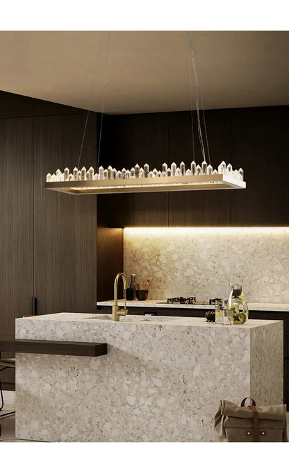 Modern Luxury Crystal Ring chandeliers Round black golden pendant lamp LED hanging light