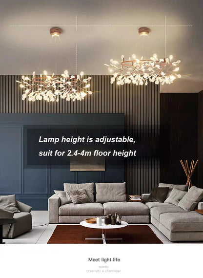 Nordic Heracleum chandelier lamp Living Room Modern designer Black/rose gold lamp