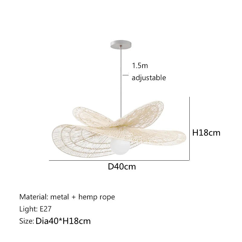 Wabi Sabi Rattan Chandelier Retro LED Weaving Pendant Lamp