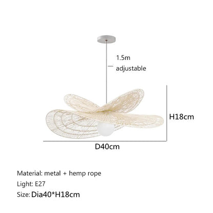 Wabi Sabi Rattan Chandelier Retro LED Weaving Pendant Lamp